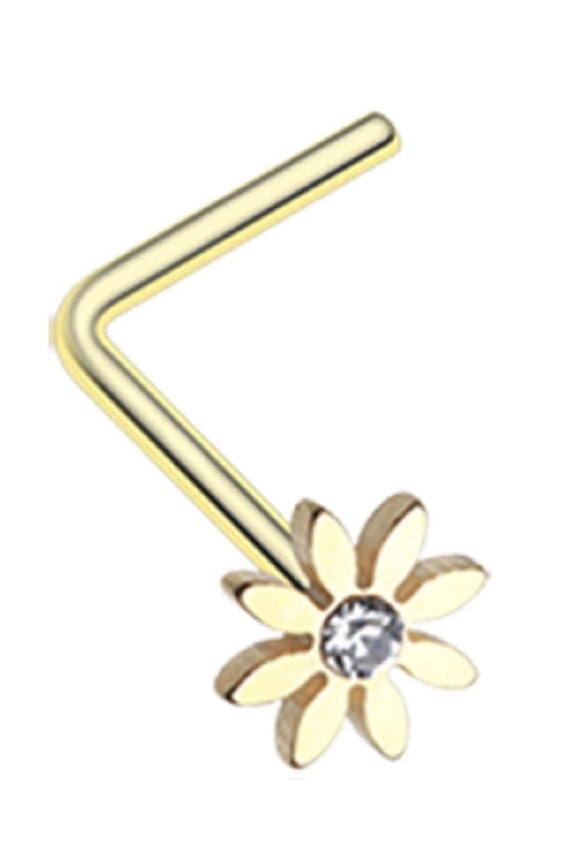 Nose Ring Grand Plumeria L-Shaped Flower Stud 20g