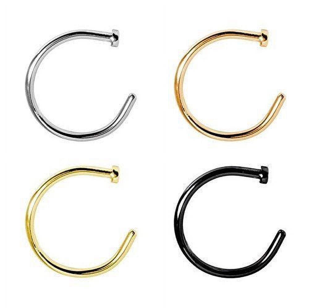 14 karat gold - Septum nose ring - Nipple ring - Helix - Daith - conch -  5/16, 3/8, 7/16 option. 18, gauge gorgeous black Marquise Sapphire. - New  Era Jewelry Design
