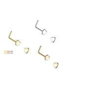 Nose Ring L Heart Shape 1pc 20g Rose Gold, Gold And Silver