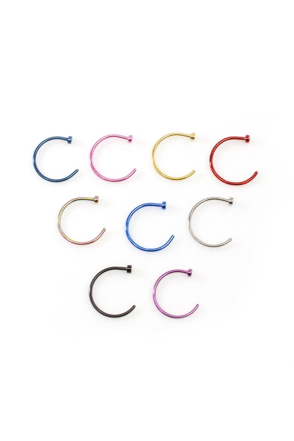 Nose Ring Pack of 5 No Duplicates Different Colors Anodized Titanium 20g _ Randomly Chosen