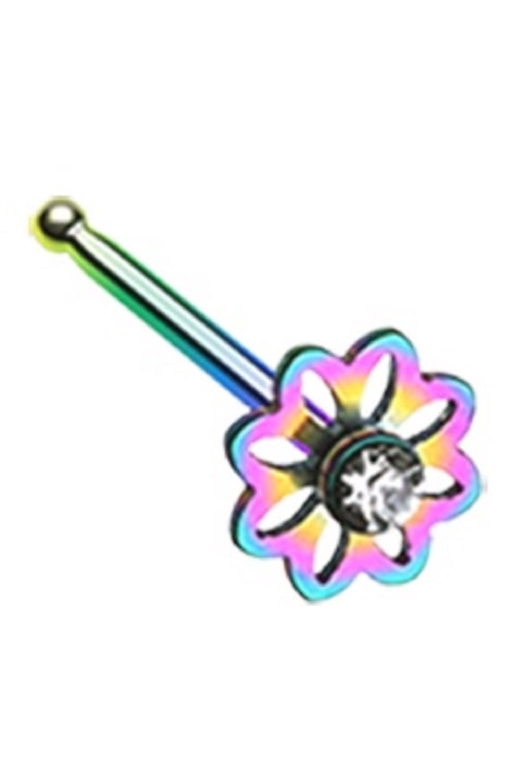Nose Ring Rainbow Flower Icon Nose Stud 20g