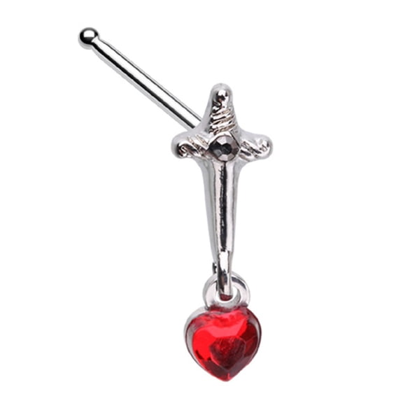 Nose Ring Stud Dagger Heart Blood Drop Ball 316L Surgical Steel 20g 1/4''