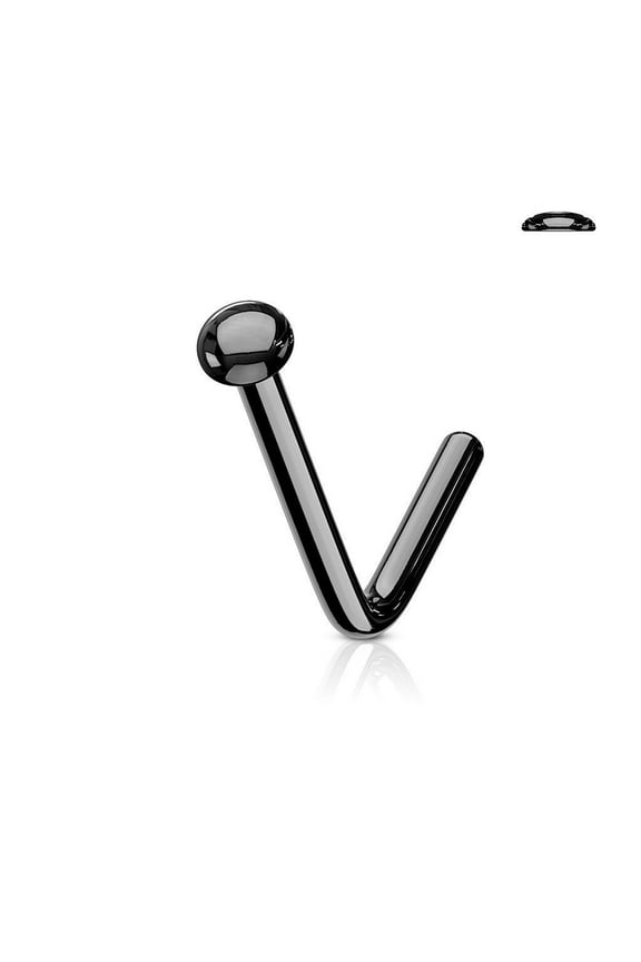 Nose Ring Stud Flat Dome IP Surgical Steel L Bend Shape 20G 18G 6MM Piercing