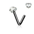 thumbnail image 1 of Nose Ring Stud L Bend Shape Surgical Steel Screw Heart CZ Gem 1pc 20G 18G 6MM, 1 of 5