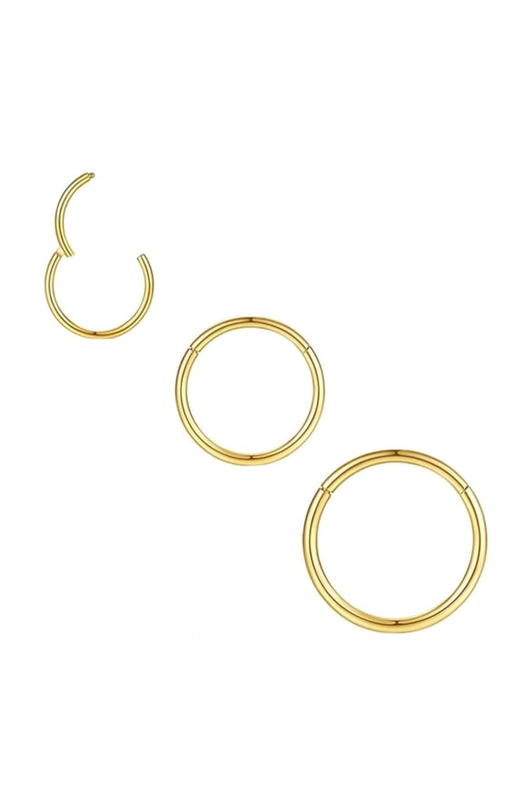 Nose Rings Hoop, 3 Pcs Steel 18G Nose Rings Septum Cartilage Hoop,Earring Conch Piercing Jewelry for Women, Diameter 6mm to 10mm, Gold
