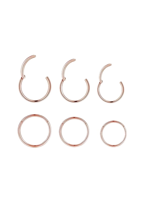 Nose Rings Hoops,18G Hinged Nose Piercing Hoop,Septum Click Nose Rings,Lip Rook,Lobe Tragus Helix Daith Cartilage Hoop Earrings (18G(0.8mm)-6/8/10mm),Rose Gold