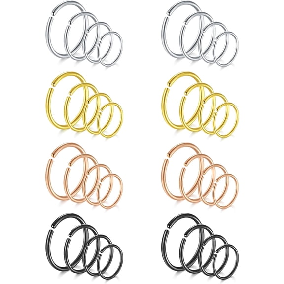 Nose Rings Hoops Surgical Steel 18g 20g Gauge 6mm 8mm 10mm 12mm Earrings Piercing Hoops Jewelry for Men Women[x586]