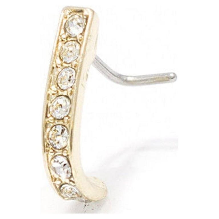 Nose Ring Stud L-Shaped Set CZ Surgical Stainless Steel 20g