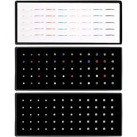 Nose Rings Studs 3 Sets 160Pcs Stainless Steel Studs Rings Piercing Pin Body Jewelry 1.5/2/2.5mm Ideal Gift for Girls and Wife or Daily Wear