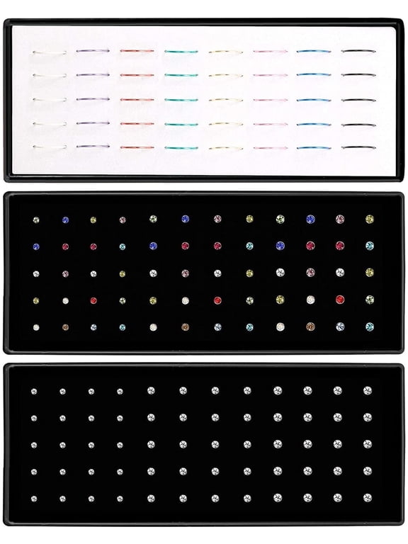 Nose Rings Studs 3 Sets 160Pcs Stainless Steel Studs Rings Piercing Pin Body Jewelry 1.5/2/2.5mm Ideal Gift for Girls and Wife or Daily Wear