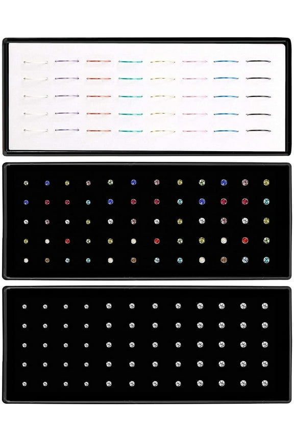 Nose Rings Studs 3 Sets 160Pcs Stainless Steel Studs Rings Piercing Pin Body Jewelry 1.5/2/2.5mm Ideal Gift for Girls and Wife or Daily Wear