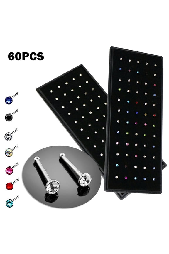 Nose Rings Studs for Women Men,Straight Surgical Stainless Steel Small Nose Studs Pin,Hypoallergenic Tiny Nose Piercing Jewelry,Crystal Gem Piercing Jewelry-Multi-Color Nose Stud Creative