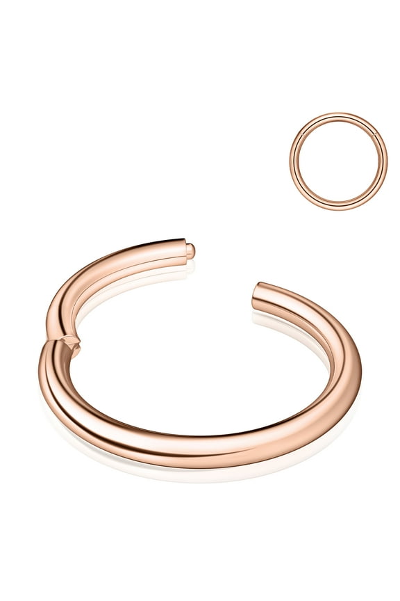 20 Gauge Nose Ring Hoop Surgical Steel Earring for Women 7mm Septum Lip Cartilage Conch 14K Rose Gold Plated Hypoallergenic Hinged for Women