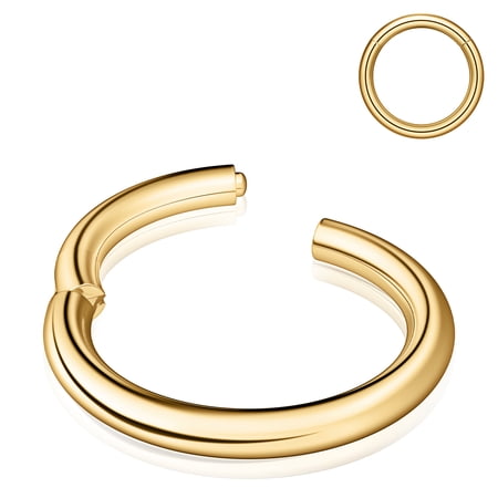 Turandoss 14K Gold Plated Hinged Nose Ring for Women 8mm 18G Surgical Steel Silver Hoop Comfortable Hypoallergenic Septum Cartilage Jewelry for Women Gifts Stocking Stuffers