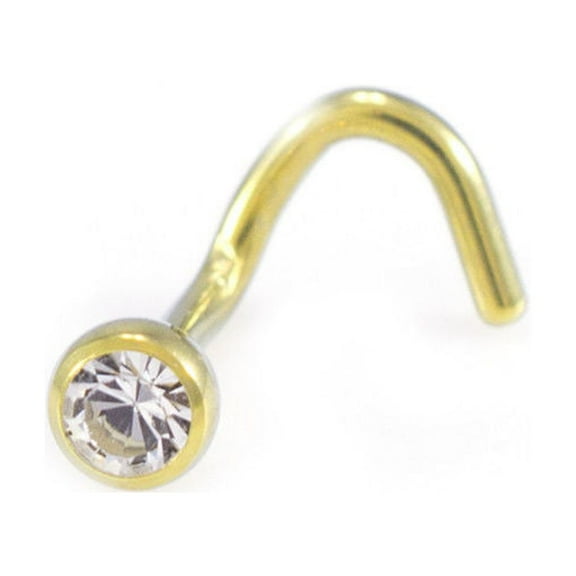 Nose Screw / Stud / ring 18g Titanium with Round Cubic Zirconia End