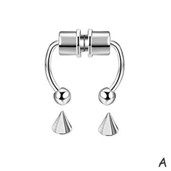 Nose Septum Ring Stainless Steel Horseshoe Fake Nose Ring Magnetic Faux Fake False Imitate Hoop Ring Clip Body Non Piercing Jewelry N3D6
