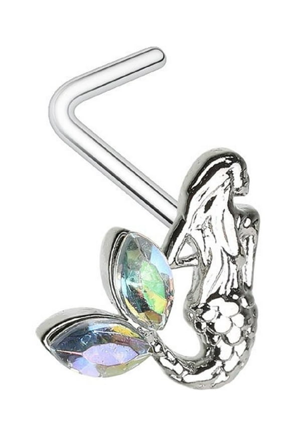 Nose Stud Mermaid Under the Sea L bend Rings 20g 1/4'' bar