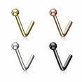 thumbnail image 1 of Nose Stud Rings I.P Surgical Steel L Bend 20G/18G - 4 Colors Available, 1 of 5