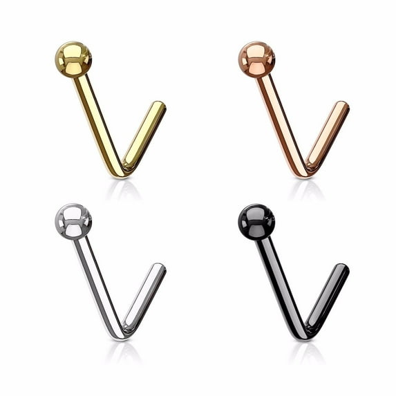 Nose Stud Rings I.P Surgical Steel L Bend 20G/18G - 4 Colors Available