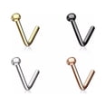 thumbnail image 1 of Nose Stud Rings L Shape Flat Dome I.P Surgical Steel L Bend 20G Or 18G, 1 of 1