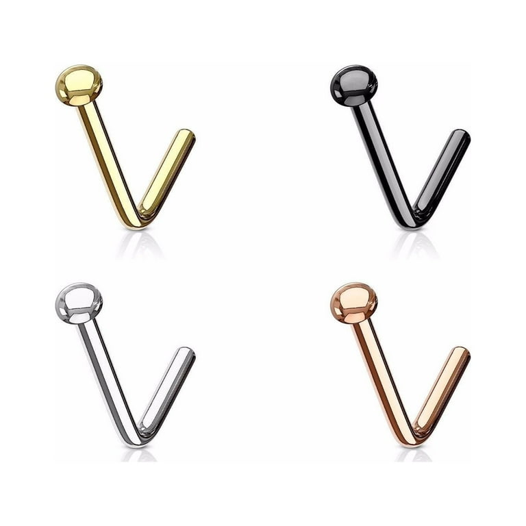 Gold IP 316L Surgical Steel L Shape Flat Top Nose Stud Gold IP 316L Surgical Steel L Shape Flat Top Nose Stud