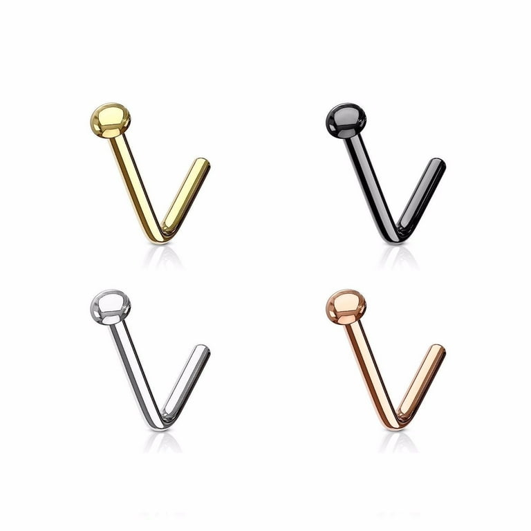 Gold IP 316L Surgical Steel L Shape Flat Top Nose Stud Gold IP 316L Surgical Steel L Shape Flat Top Nose Stud