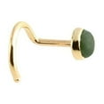 thumbnail image 1 of Sol and Venus LLC Nose Stud Screw Shaped Gemstone Nose Rings, Sterling Silver, Gold Nostril Corkscrew Piercing for Women Jade 3mm , 18 GA, Right Side, 1 of 8