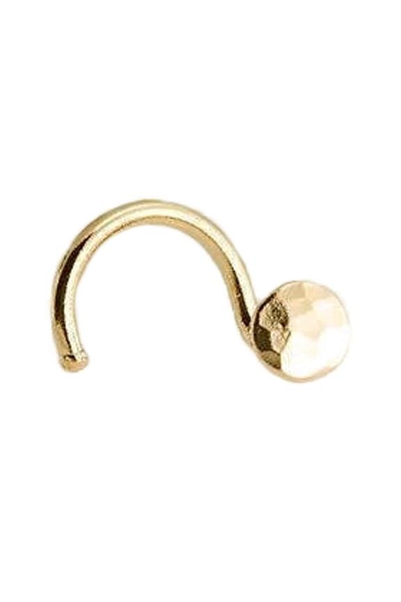 Screw Shaped Hammered 14K Gold Filled Nose Bones, Nostril Corkscrew Piercing 3mm Right Side, 18 GA, 1 Count