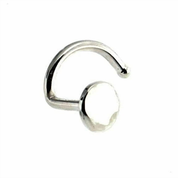 3 mm Left Side, 18 GA Hammered Screw Shaped Nose Rings, Sterling Silver, Nose Piercing