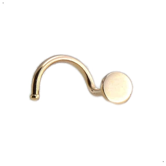 Nose Stud Screw Shaped Nose Rings, Gold Nostril Corkscrew Piercing for Women Men 3mm Right Side, 20 GA Shiny Gold Filled