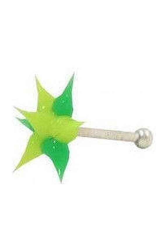 Nose Studs Green and Yellow Star Shape Spikes 18G