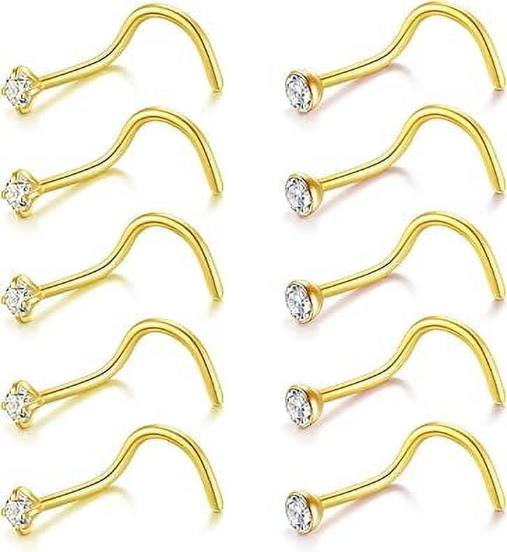 Nose Studs & Nose Rings for Women | 18G & 20G Sterling Silver Corkscrew Nose Screw Studs
