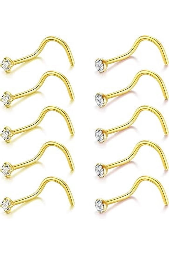 Nose Studs & Nose Rings for Women | 18G & 20G Sterling Silver Corkscrew Nose Screw Studs