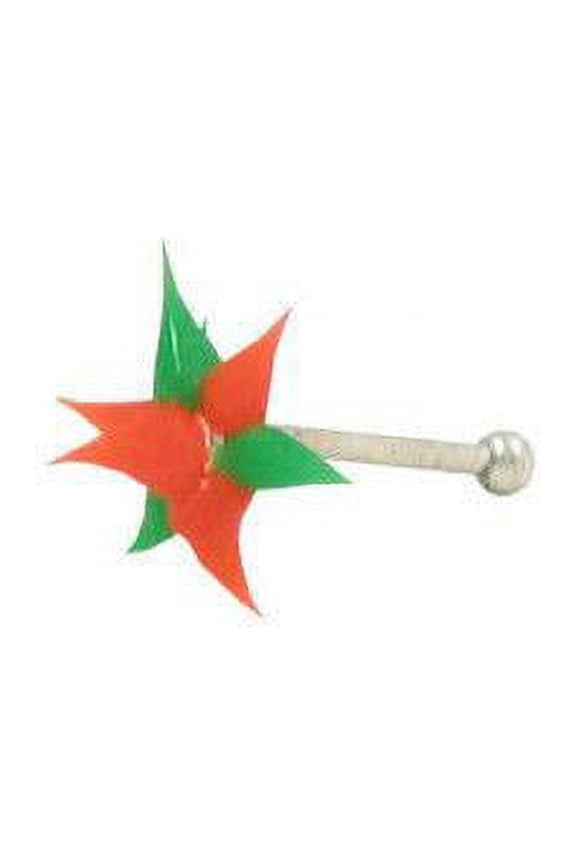 Nose Studs Orange and Green Star Shape Spikes 18G