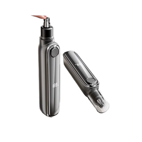 Nose Trimmer for Men with LED Display, Rechargeable Nose and Ear Hair Trimmer, Painless Professional IPX7 Waterproof Dual Edge Blades, Easy to Clean, grey 2pcs