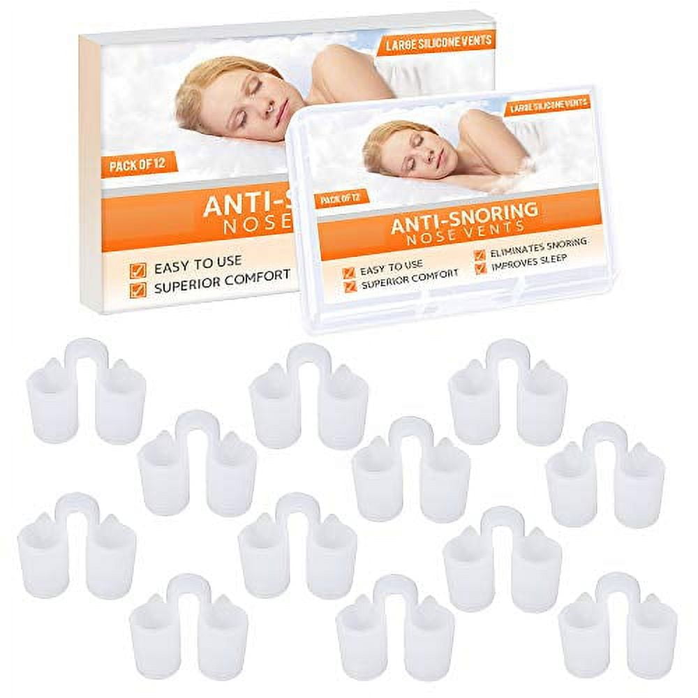 Nose Vent Sinus Relief Dilator (Pack of 12 Large Size) Soft Silicone Vents - A Simple Solution for Nasal Snorers - Reusable Snoring Device to enjoy a peaceful night's sleep - by Mobi Lock