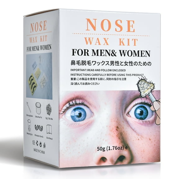 Nose Wax Kit Nose Wax for Men and Women, Nose Ear Hair Removal Waxing Kit 50g Wax 20 Applicator, 8 Mustache Protector, 10 Paper Cups