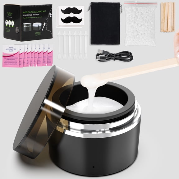 Nose Wax Kit  with 100g Wax, 20 Sticks, Nose Ear Hair Removal Kit, USB Fast Heat, Smart Constant Temp
