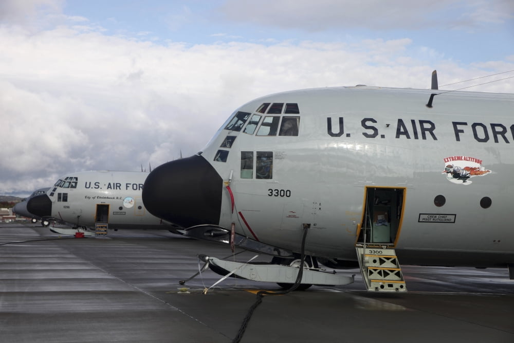 Nose cone detail on a LC-130H aircraft of the 109 Airlift Squadron Canvas Art - Timm ZiegenthalerStocktrek Images (35 x 23)