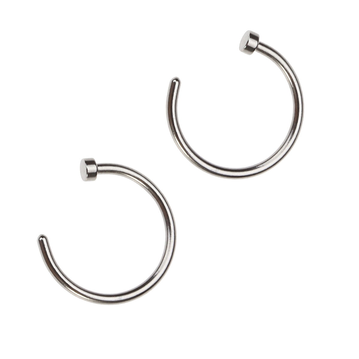 Nose ring 2 pcs Unisex Surgical Titanium Steel Open Nose Ring Nose Piercing Stud 10mm (Silver