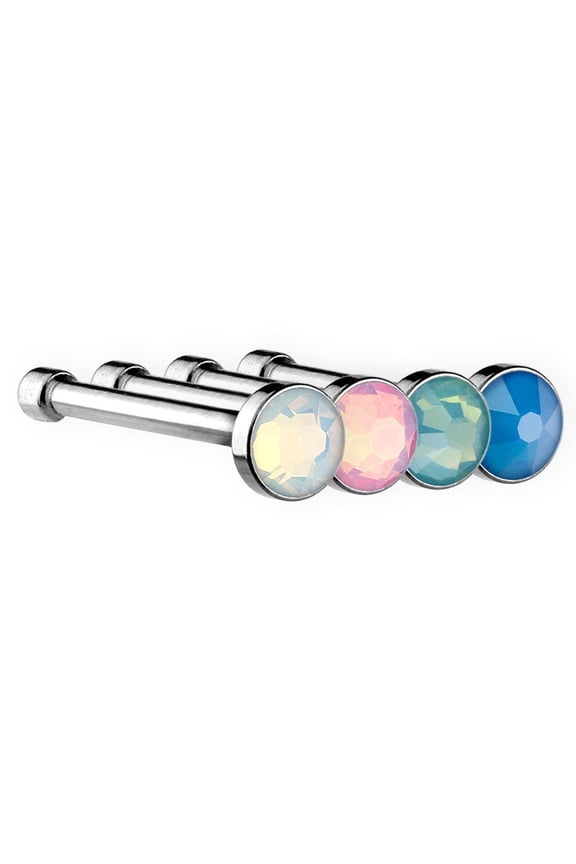 Nose stud Ring Opal Straight Surgical Steel 20g Lot Of 4pc