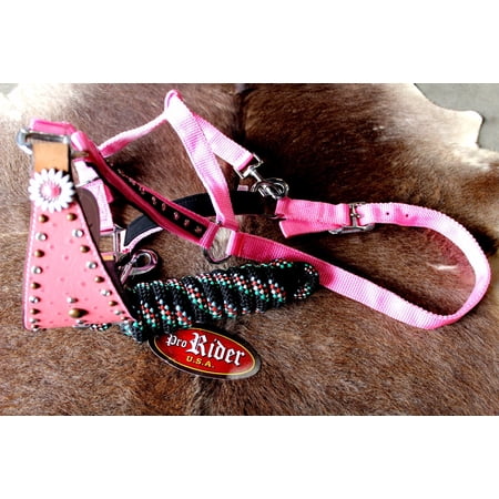 Noseband Tack Bronc Leather HALTER Tiedown Lead Rope 280703