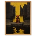 thumbnail image 1 of Nosferatu Lair Conceptual Art Oil Painting Yellow Sky Castle Ruins Red Demon Water Reflection Art Print Framed Poster Wall Decor 12x16 inch, 1 of 5