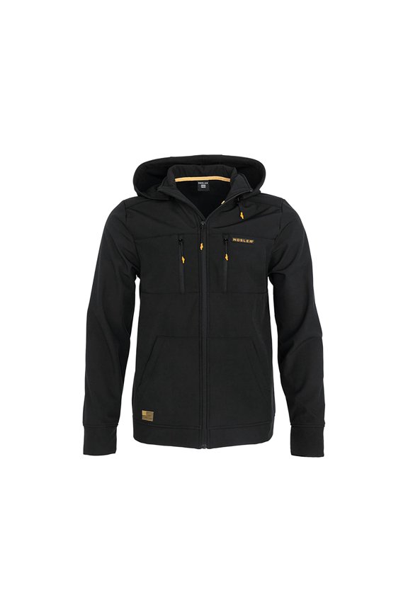 Men's Softshell Full Zip Hooded Jacket Black 2XL