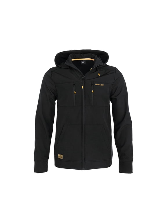 Men's Softshell Full Zip Hooded Jacket Black Medium