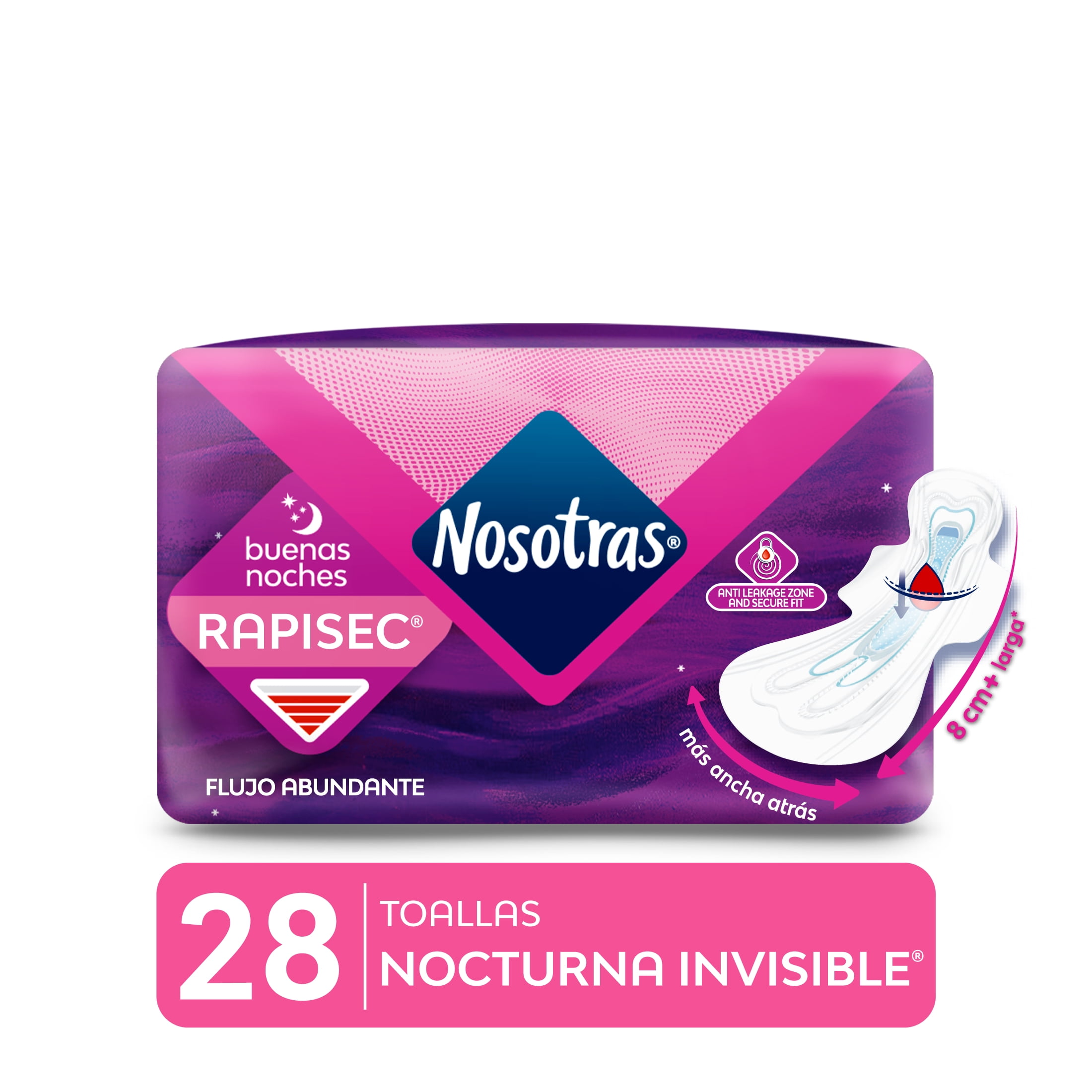 Nosotras Overnight Ultra Invisible Pads, Fragance-free, Super Absorbent (28 Count)