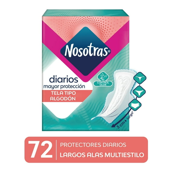 Nosotras Panty Liner, Long, with Wings, Light Absorbency, 72 Count