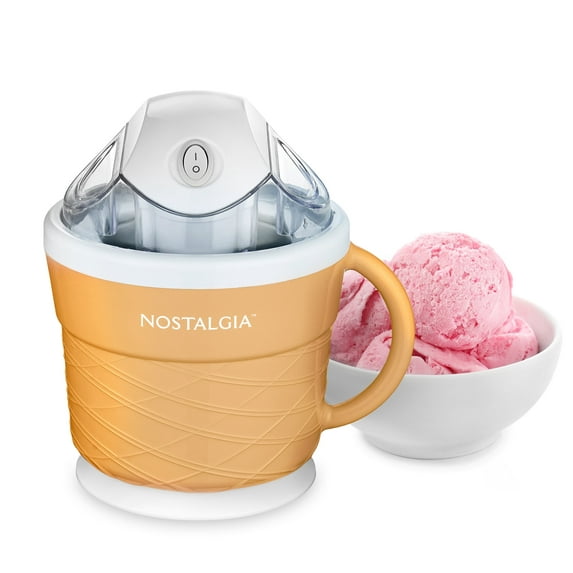Nostalgia Ice Cream Maker, 1.5 Pint Electric Ice Cream Machine with Quick Freezing Gel Canister, Tan
