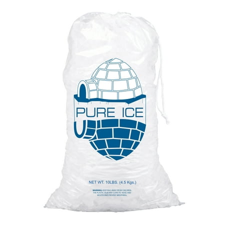 Nostalgia 10-Pound Plastic Ice Bags with Drawstring, 21 x 12 Inches, (Pack Of 100), Clear