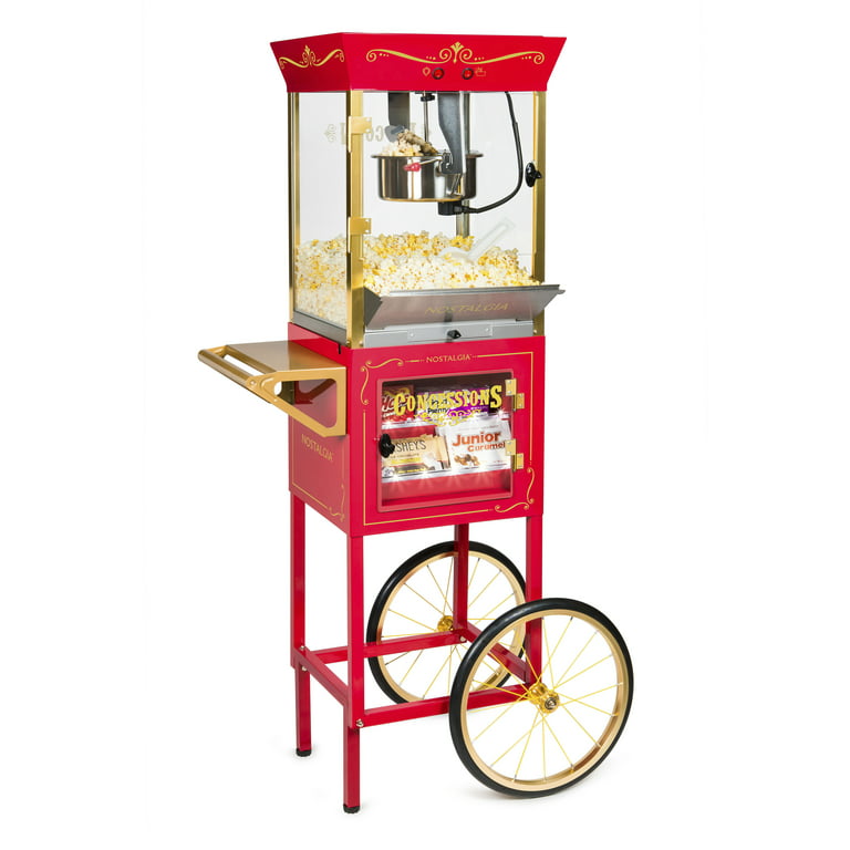 Nostalgia Vintage Professional 8 Oz Kettle Red Popcorn Cart with Interior  Light, Measuring Spoons and Scoop CCP-510 - The Home Depot